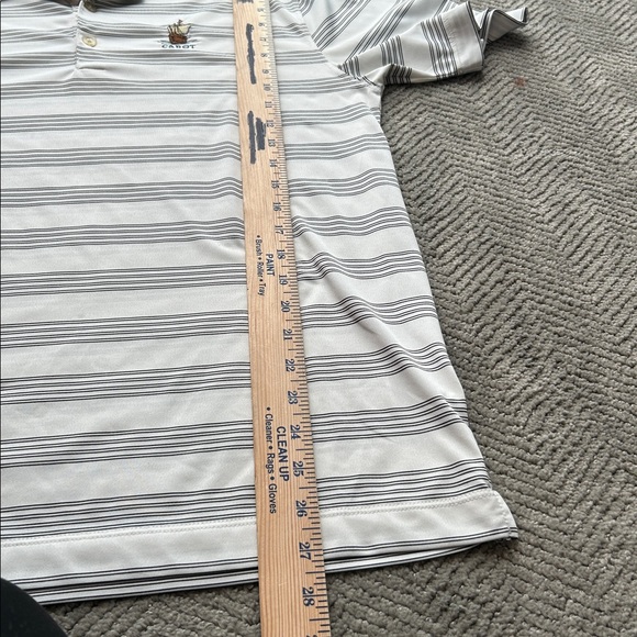 Nike Golf Dri-Fit Striped Polo Shirt White Black Cabot Logo Men’s Small - Picture 11 of 11